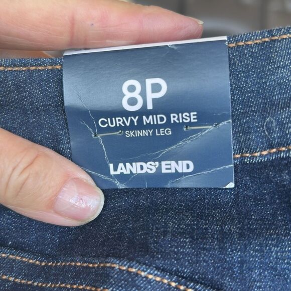 Land's End Curvy Midrise  Skinny Leg Jeans River Rinse Dark Denim Stretch 8 Pet - Picture 10 of 16